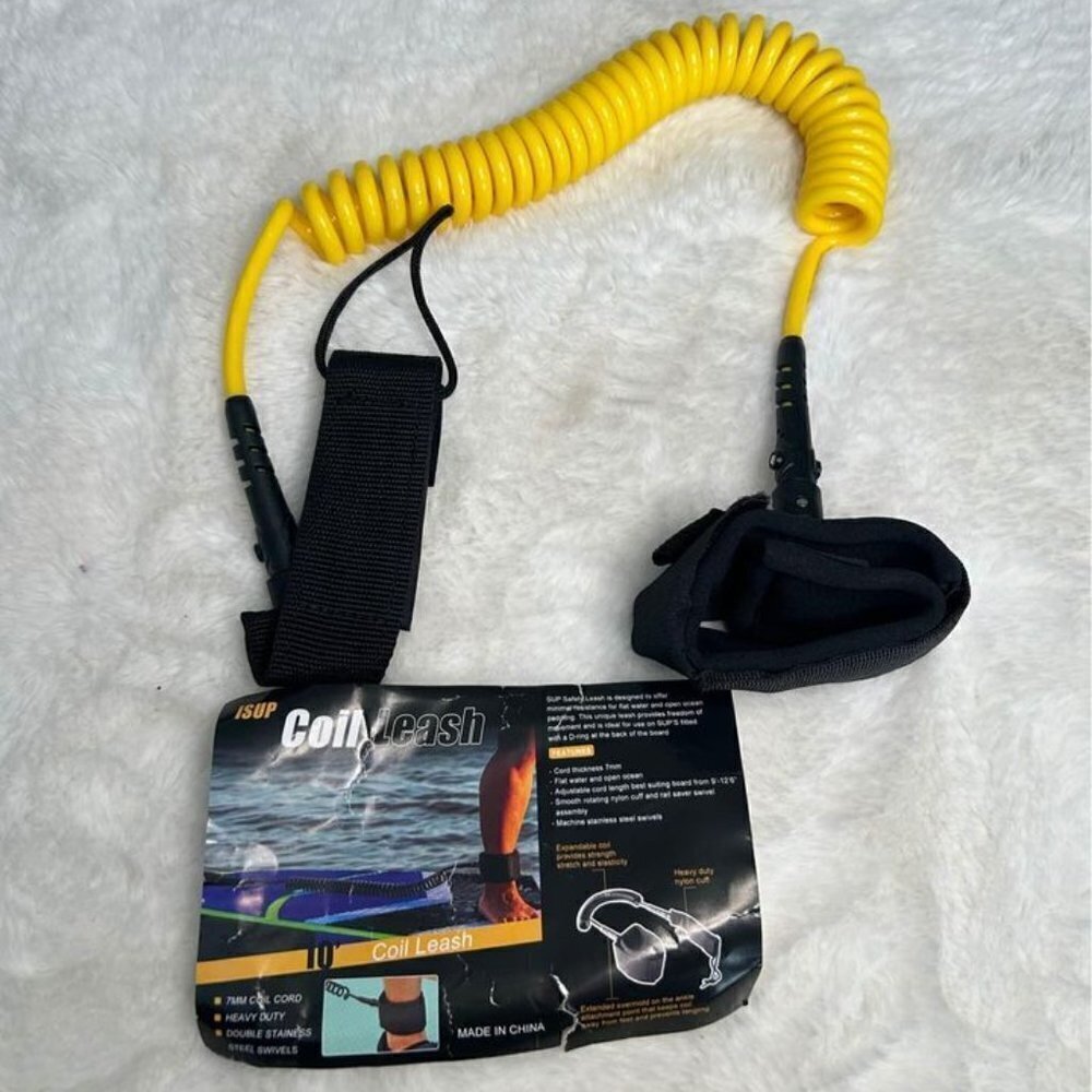 Sup-surf 10' coil leash leg strap. Heavy duty Velcro. New with tags.